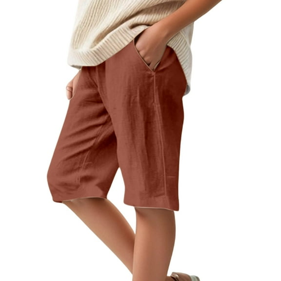 SNKSDGM Back-to-School Girls Summer Capri Pants Elastic Waist Casual Shorts for Kids Breathable Comfortable Outfit with Pockets Age 4-14