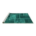 thumbnail image 2 of Ahgly Company Machine Washable Indoor Square Patchwork Turquoise Blue Transitional Area Rugs, 5' Square, 2 of 4