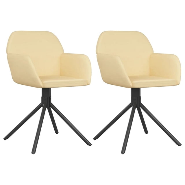 Conjunto de 2 Sillas Giratorias para Comedor vidaXL, Tapizado en Terciopelo Crema, Estructura Metálica Resistente, Diseño Ergonómico, Giro 360 Grados, Requiere Montaje - Muebles Modernos para Comedor