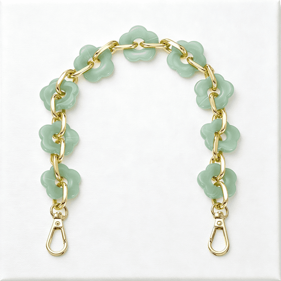 GASTROPOD 15.7" Acrylic Chain Strap,Flower Chunky Purse Extension Decorative Short Chain,Women Bag Charm Replacement for Handbag,Wallet,Crossbody Shoulder Bags,Green