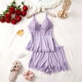 thumbnail image 2 of Likimi Pajamas For Women Set V Neck Solid Color Sleeveless Pjs Tops With Shorts Loose Fit Fashionable Sleepwear Purple Size L, 2 of 3