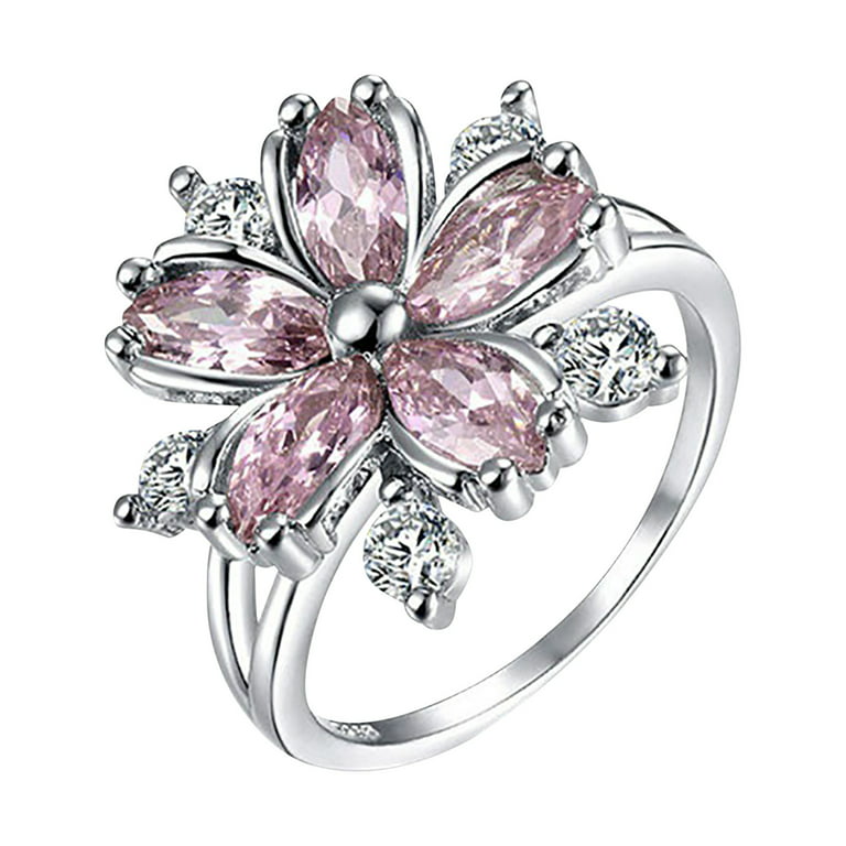 Buy Woman'S Silver Ring,Beauty Top Women Full Diamond Filed Red Flowers  Wedding Engagement Floral Ring Simple Fashion Shiny Jewelry Lovers Ring  Christmas Valentine'S Daily Life, Wedding (A, L 1/2) Online at  desertcartCyprus