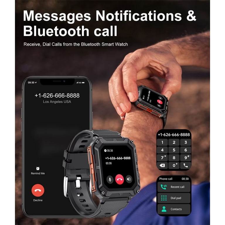 LIGE Montre Connectée Homme avec Appels Bluetooth, 1,32'' HD Militaire
