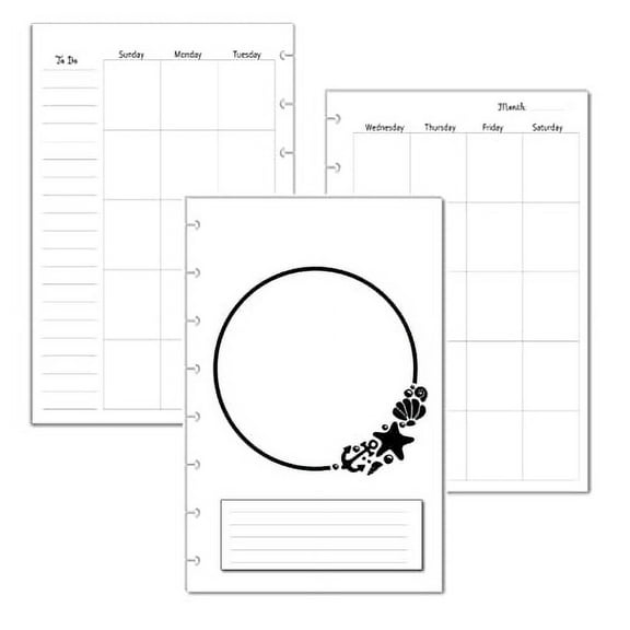Undated Monthly Calendar Refills for 8 Disc Planners (Shell)