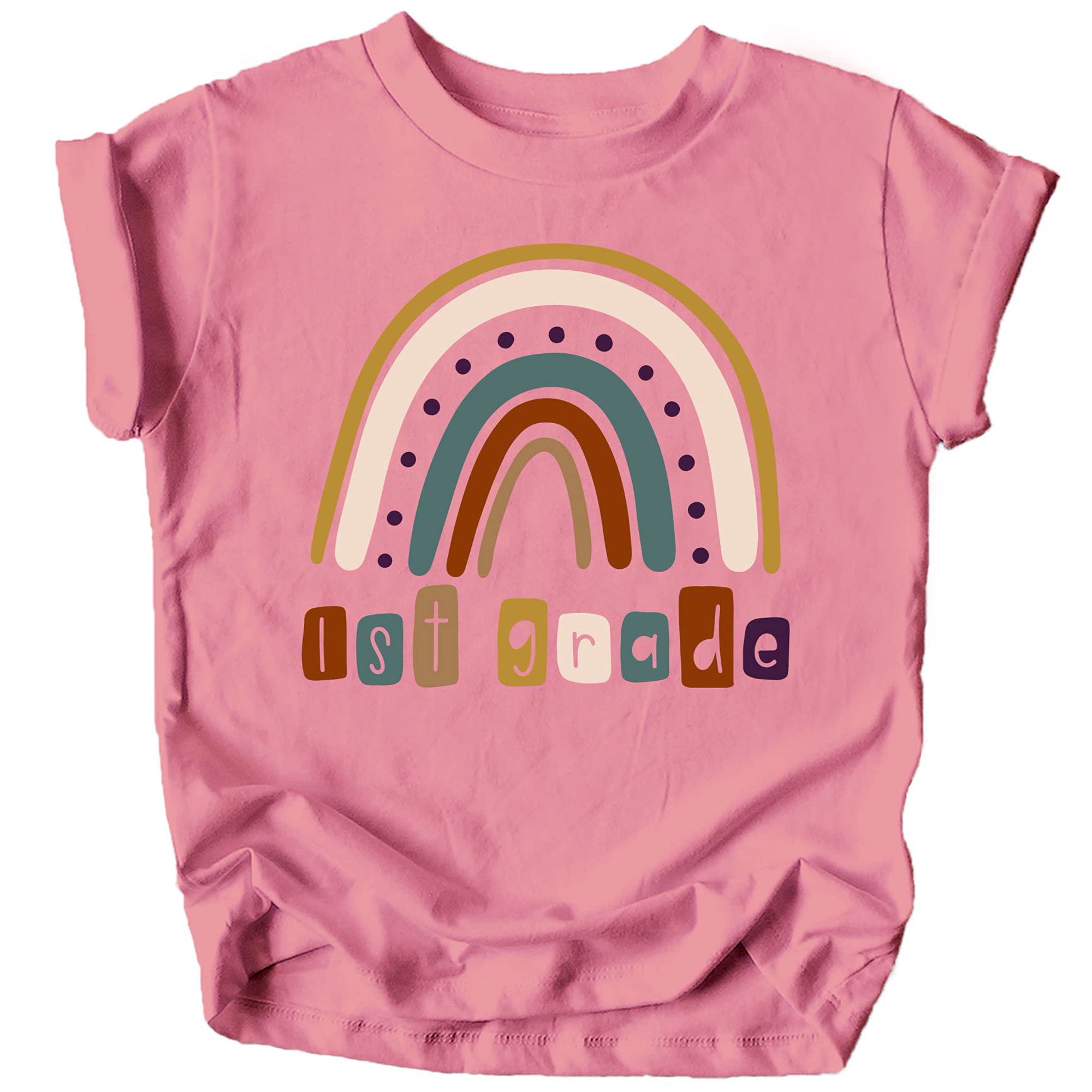 1st Grade Rainbow First Day of School Gift Back to School Mauve Shirt Youth Medium