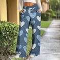 thumbnail image 4 of Enjoytime Pants for Women Hearts Printed Drawstring Elastic Waist Wide Leg Pants Casual Loose Travel Plus Size Trousers, 4 of 6