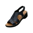 thumbnail image 3 of Domuza Ankle Buckle Strap Sandals for Women Open Toe Slip On Sandals with Arch Support Retro Sandal Summer Casual Wedge Sandals Black 9（EU-42）, 3 of 4