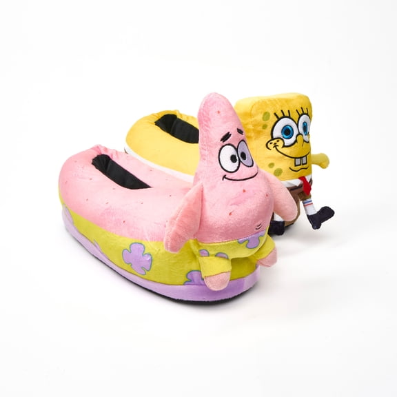 ODD SOX – SpongeBob and Patrick 3D Slippers Large for Men & Women – Soft Plush Indoor House Shoes,