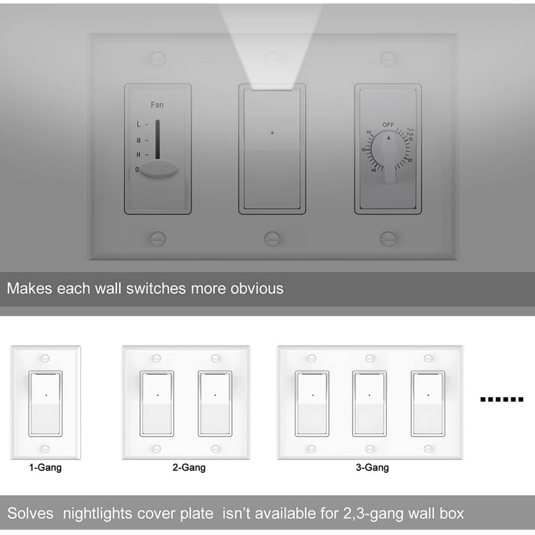 Paquete de 10 interruptores de pared SOZULAMP con luz nocturna, luz guía  combinada e interruptor de luz de un solo polo