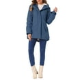 thumbnail image 2 of INSPIRE CHIC Women's Parka Coat Tie Waist Pockets Long Sleeve Faux Fur Hooded Jackets XL Navy Blue, 2 of 6