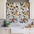thumbnail image 2 of Spring Vintage Curtain Valances Set Red Blue Beige Flower Butterfly Oil Painting Kitchen Curtains 24&nbsp;inch Length Rod Pocket Valance and Tiers 3 Piece Set Small Bedroom Bathroom Laundry Decor, 2 of 9