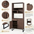 thumbnail image 4 of EUROCO 3-Tier Bookshelf with  LED Strip Lights, 75.9" Tall   Open   Bookshelf with 2 Doors &  Drawer, Wooden  Freestanding Bookcase Display Bookshelf Organizer for Bedroom, Living Room, Home Office, 4 of 8