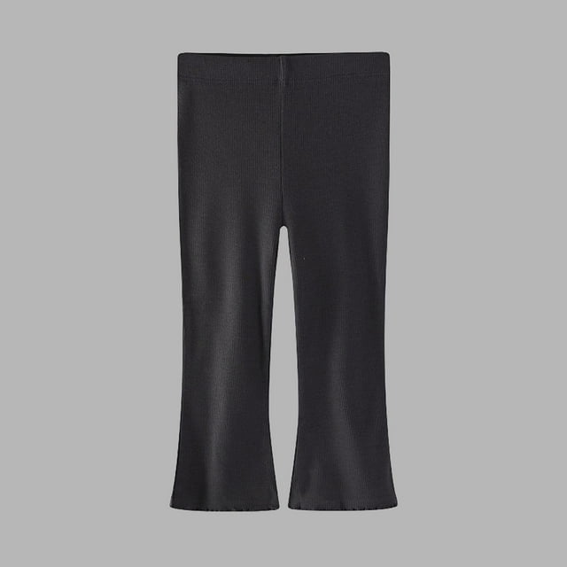 Cowsor Girls Pants Kids Ribbed Flare Pants High Waist Bell Bottoms