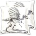 thumbnail image 6 of Dinosaur Skeleton Throw Pillow Covers Set of 2 Decorative Pillow Cases for Chair Sofa Bedroom Living Room, 6 of 6