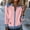 Pink, variant on FDGIU Women's Zip Up Patchwork Shirt - Long Sleeve Denim Collar Blouse