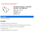 thumbnail image 2 of Rear Brake Pad Sensor - Compatible with 2004 - 2007 BMW 530i 2005 2006, 2 of 2