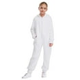 thumbnail image 2 of Sholeno Unisex Kids Fleece Hooded Jumpsuit for Boys Girls Long Sleeve Zip-up One Piece Pjs Sleepwear White 16, 2 of 6