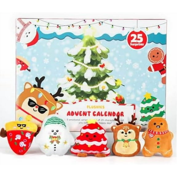 Advent Calendar 2025 Kids, Mini Plush Advent Calendar with 25 PCS Cute Emotional Plushies, Christmas Stocking Stuffers & Holiday Gifts for Kids, Teen Girls Boys & Collectors