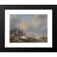 thumbnail image 2 of Louis Pierre Verwee 14x11 Black Modern Framed Museum Art Print Titled - Winter Landscape with Ice Skaters (1841), 2 of 5