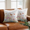 thumbnail image 3 of Spring Watercolor Throw Pillow Cover Colorful Butterfly Flowers Plants Cotton Linen Cushion Cover Throw Pillow Case with Invisible Zipper for Couch Sofa Bed Chair Car 18x18 Inch, 3 of 14