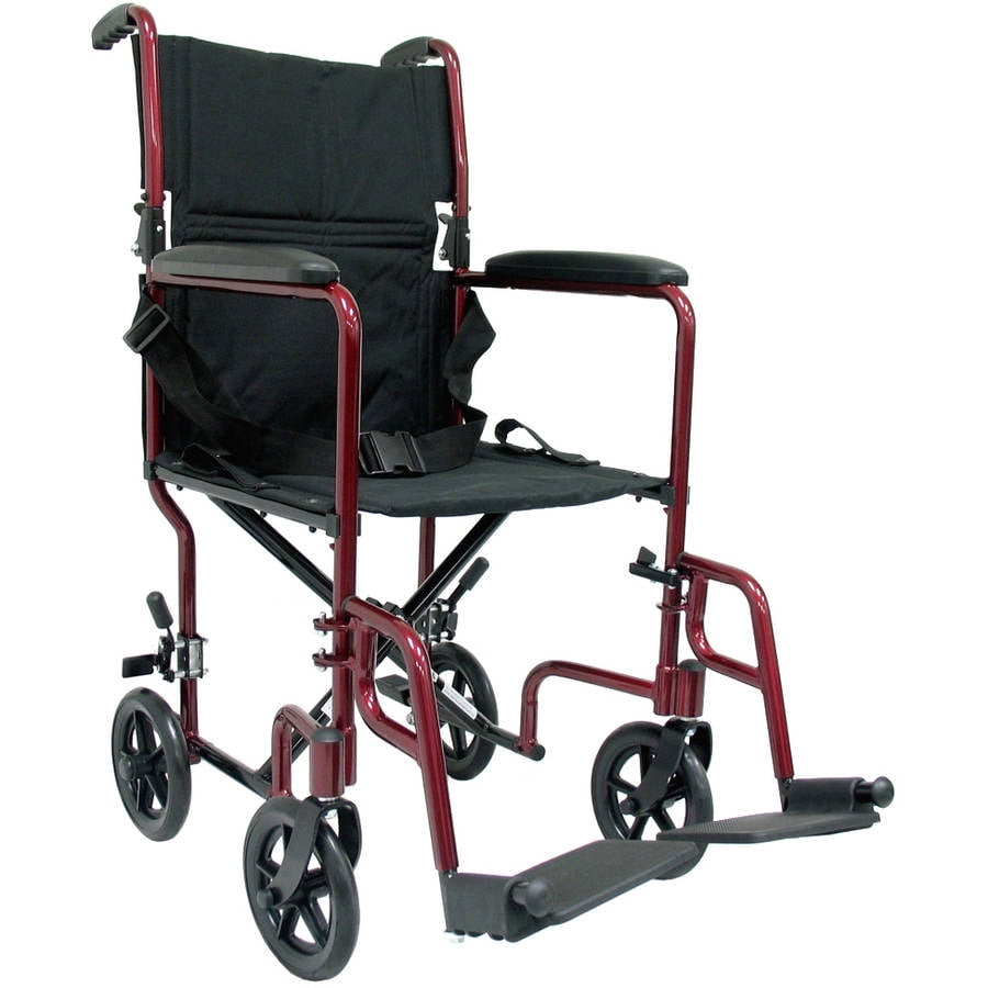 Karman LT2019 19 pounds Aluminum Lightweight Transport Chair, Burgundy