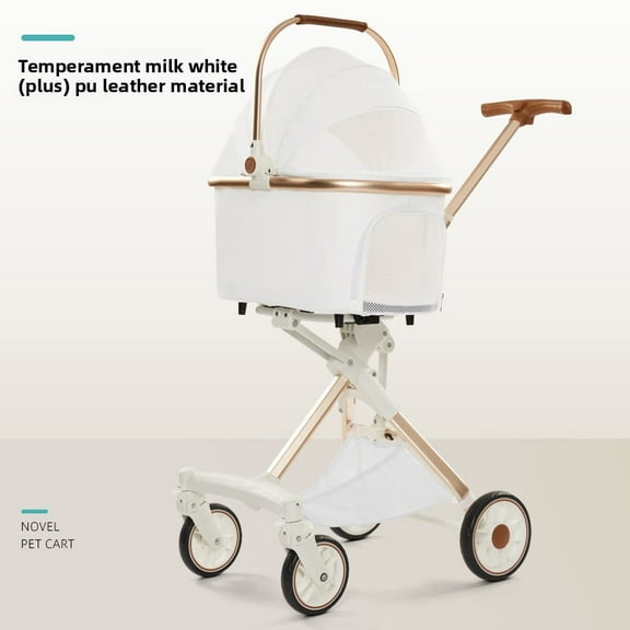 Lightweight White High Landscape Items Push Dog Cat Cart One-click Pet Cart