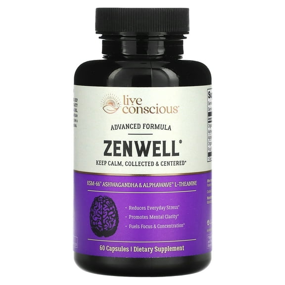 KSM-66 Ashwagandha AlphaWave - ZenWell by Live Conscious | Cognitive, Brain Health (60 Capsules)