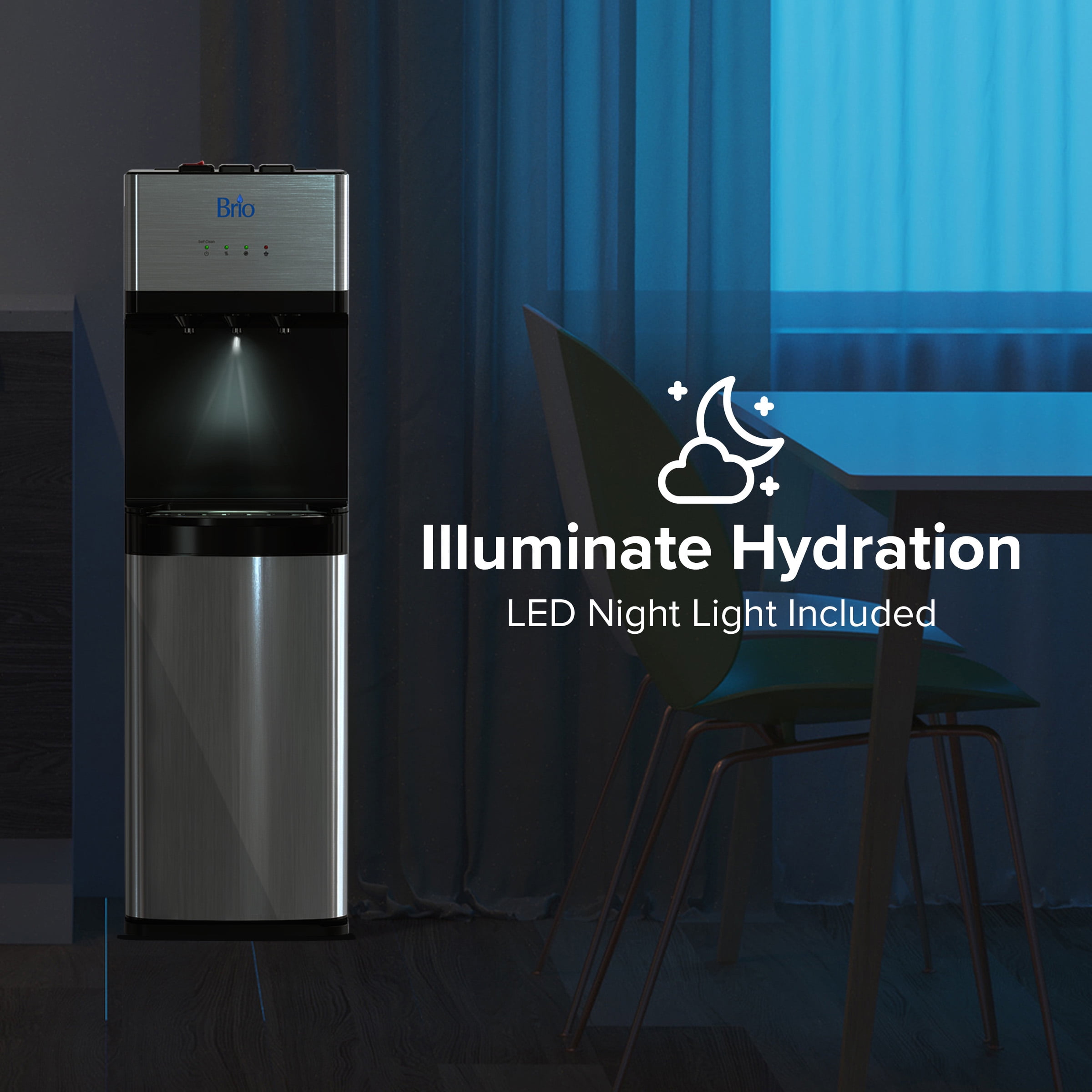 Brio 500 Series Bottle-Less Water Cooler Dispenser with Multi-Stage Filtration and Self-Cleaning