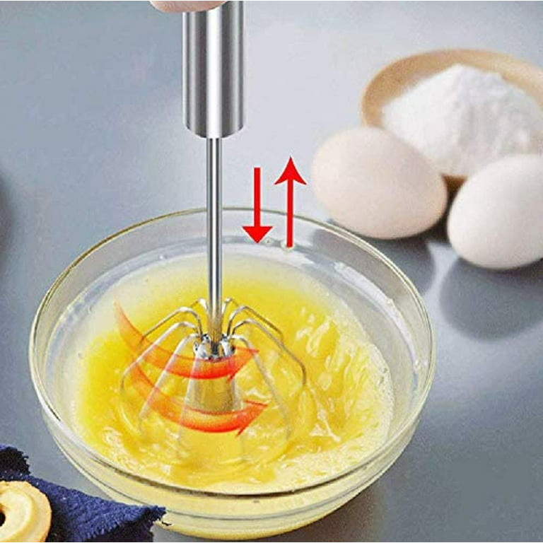 Egg Whisk, 12 Inch Semi-Automatic Egg Beater Stainless Steel Hand Mixers  for Blending, Whisking, Beating, Premium Kitchen Utensil