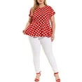 thumbnail image 2 of Agnes Orinda Women's Plus Size Tops Peplum Hem Short Sleeve Summer Polka Dot Shirts Blouses, 2 of 6