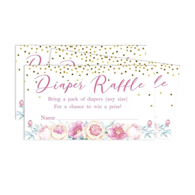Inkdotpot 30Gender Reveal Baby ShowerDiaper Raffle Ticket Lottery Insert Cards Supplies Games For Baby Shower Party Bring A Pack Of Diapers To Win Favors Gifts And Prizes