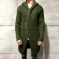thumbnail image 2 of VNKIDY Men's Sweater Coat Fall Winter Oversized Solid Color Ribbed Knit Hooded Cardigan Long Sleeve Buttons Down Thermal Windproof Coat For Cold Weather Daily Wear Trendy Knitwear, 2 of 9