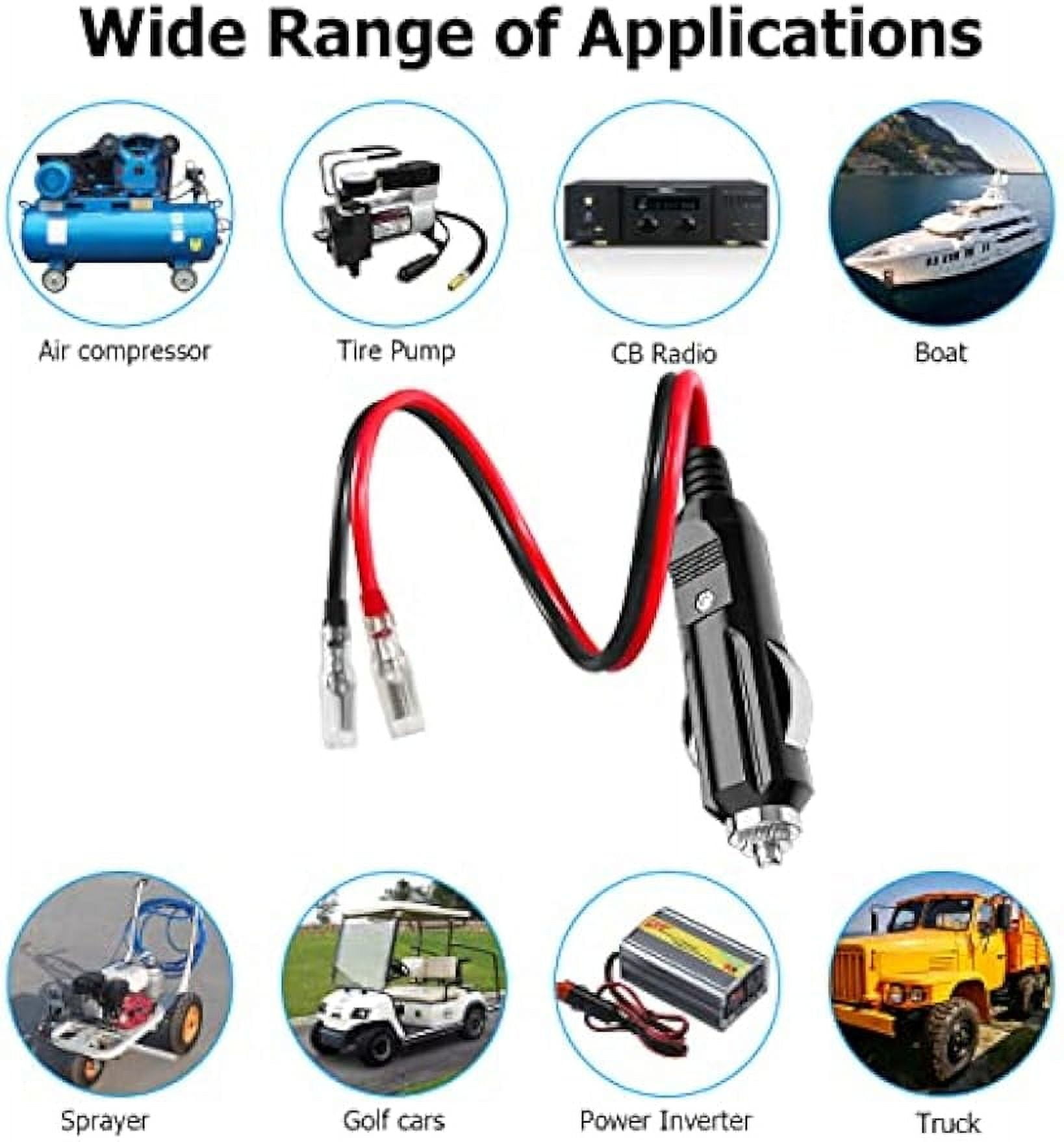 12v 15 amp cigarette lighter plug 12V Fused Male Cigarette Lighter Plug, Replacement Car Adapter with Leads  and LED Light, 16AWG Extension Cable with 15A Fuse, Automotive Power Supply  Connectors Accessories (4)