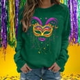 thumbnail image 3 of Craaazy Mardi Gras Clothing for Women Round Neck Long Sleeve Carnival Shirts Gifts, 3 of 6