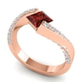 thumbnail image 2 of 1.20 Carat Princess Cut Garnet Gemstone & Natural Diamond (F-G/VS1) Luxurious Bridal Ring for Ladies Solid 14K Rose Gold Size 4.5 by Diamond-Capitals, 2 of 8