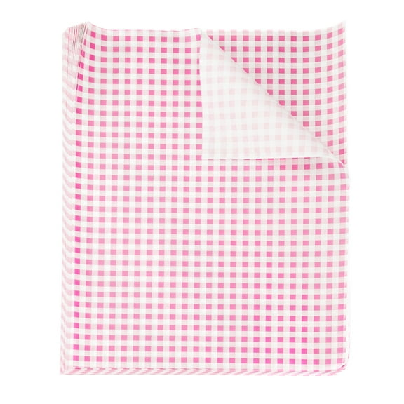 Uxcell 300pcs Square Checkered Wax Paper Sheets 14.96" x 14.96" Oil-absorbing Dry Food Wrapping Paper for Sandwich Baking Paper Liners Picnic Basket Bread Hamburger Wrap Kitchen, Pink