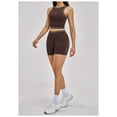 thumbnail image 2 of PISONIC Women Two Piece Workout Sets Color Block Tank Top and High Waist Shorts Gym Yoga Active Set, 2 of 6