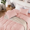 thumbnail image 1 of Pink Duvet Cover Twin Size, 2 Pieces Pre-Washed Cotton-Like Durable Bedding Set with Button Closure, Includes 1 Duvet Cover 68x90 inches & 1 Pillow Cases, Comforter Not Included, 1 of 10