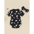thumbnail image 3 of EYIIYE Ensemble d'Été 2 Pcs pour Tout-Petit Petite Fille 0 3M 6M 9M 12M 18M Bébé Nourrisson Barboteuses une-Pièce Col Rond Combinaisons Imprimé Marguerites Côtelé Manches Courtes Bods Mode Décontracté Mignon Tenues pour Tous les Jours, 3 of 7