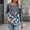 A _Multicolor, variant on Women Crew Neck Henley Half Placket Irregular Wavy Stripe Graphic 3/4 Sleeve Curved Hem Pullover Grocery Stroll Weekend Top Multicolor L
