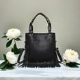 thumbnail image 2 of Casual Rivets Fringed Shoulder Handbag for Women,Soft Vegan Leather Hippie Crossbody Purse Bag Hobo Bag, 2 of 6