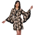 thumbnail image 1 of Moomaya Robe Courte Imprimée pour Mariée en Préparation, Manches Évasées, Peignoir, Portefeuille pour Femmes, 1 of 6