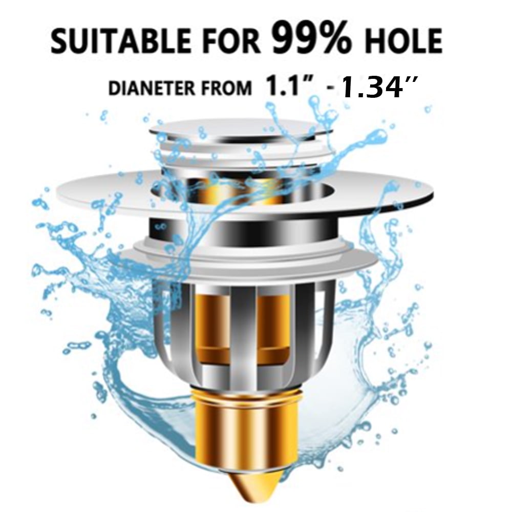 Sink Stopper, 1 Pack Bathroom Sink Stopper with Strainer, Anti Clogging