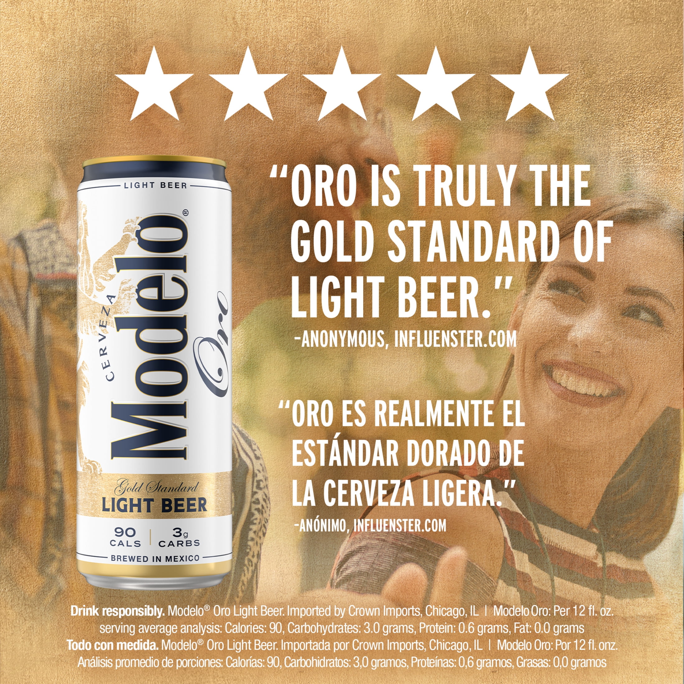 Modelo Oro Mexican Lager Import Light Beer, 24 fl. oz. Single Beer Can, 4.0% ABV