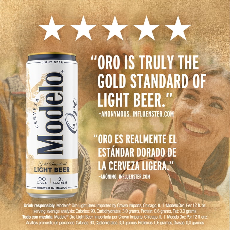 Modelo Oro Mexican Lager, Light Beer, 12 fl oz bottles - Walmart.com