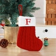 thumbnail image 2 of Mini Red Knit Stocking, Initial Monogram Embroidered Christmas Stocking, Family Fireplace Hanging Ornament Xmas Holiday Decor, F, 2 of 3