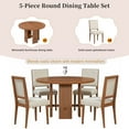 thumbnail image 4 of Harper & Bright Designs 5 Pieces Round Dining Table Set for 4, Minimalist Farmhouse Dining Table with 4 Solid Wood Upholstered Chairs, Kitchen & Dining Room Sets, Beige+Brown, 4 of 15