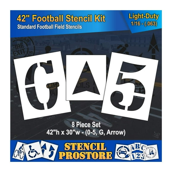 Pochoirs de Marquage Athlétiques - 42 Pouces - Pochoirs de Numéro de Terrain de FOOTBALL - (8 Pcs) - 42 Pouces x 30 Pouces x 1/16 Pouces (63 mil) - Léger