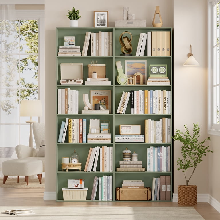 Homfa 6-Tier Bookshelf Set of 2, 70.9" Green Wood photo 6