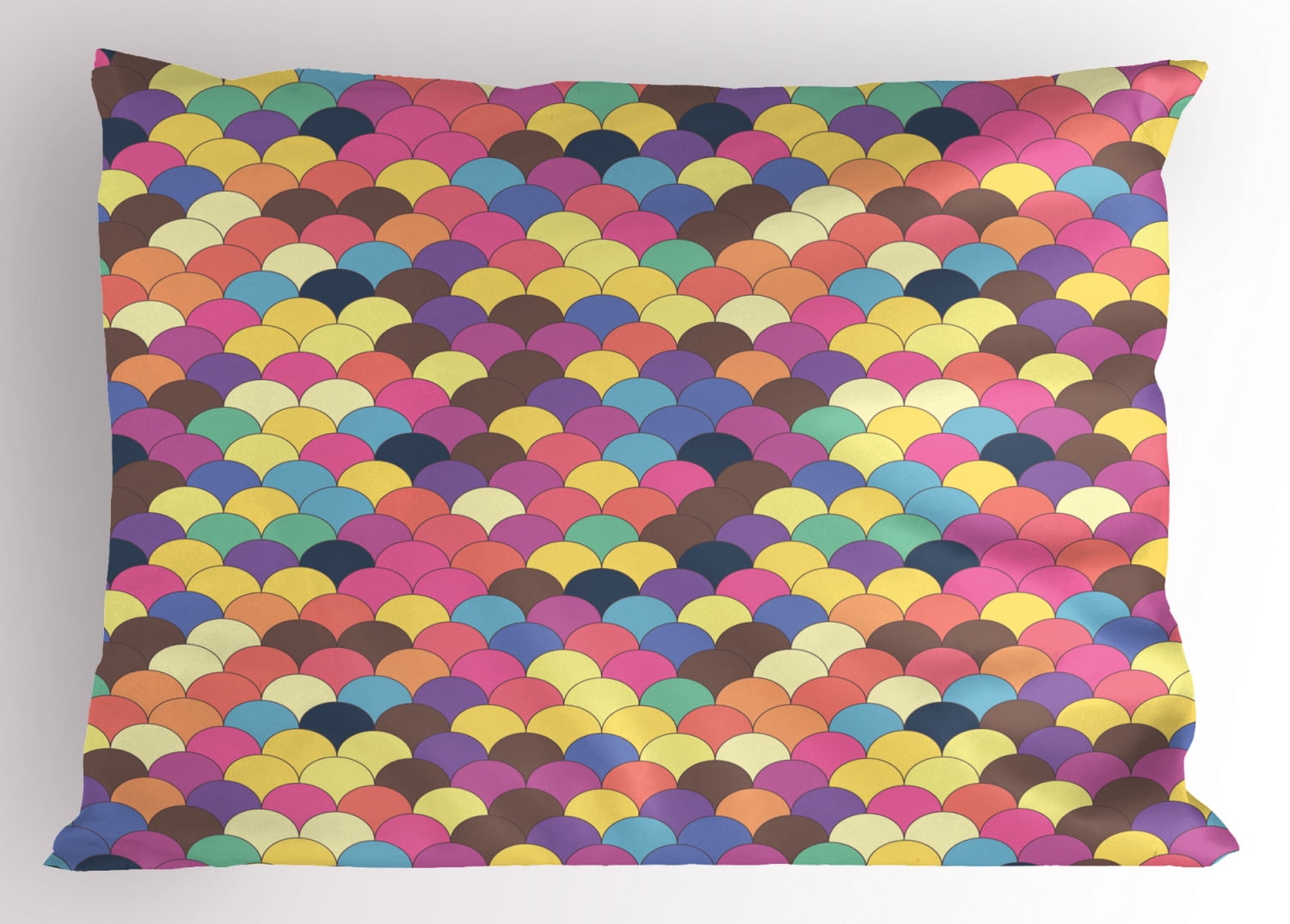 Scales Pillow Sham, Pastel Colored Orderly Half Circle Shapes